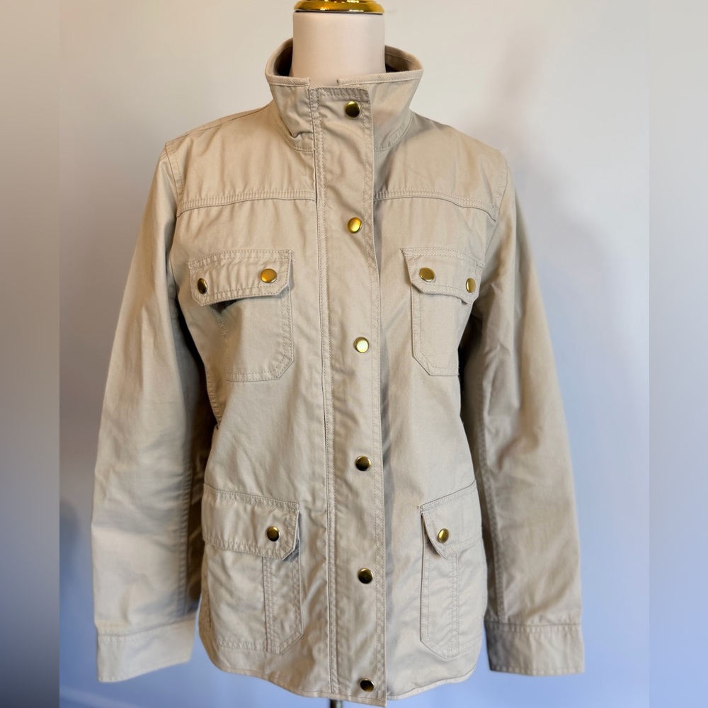J. Crew Tan Utility Jacket with Gold Buttons - Picture 13 of 14